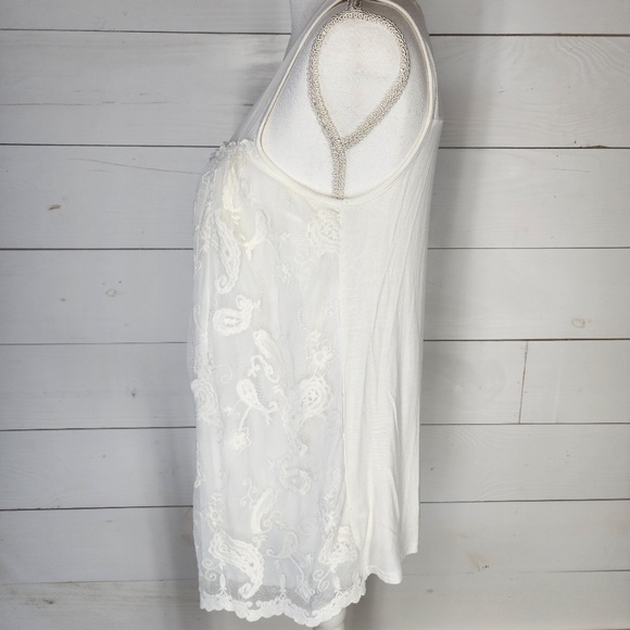 Ember White Lace Sleeveless Boho Top- Flowy Blouse Women's SMALL - Picture 5 of 10